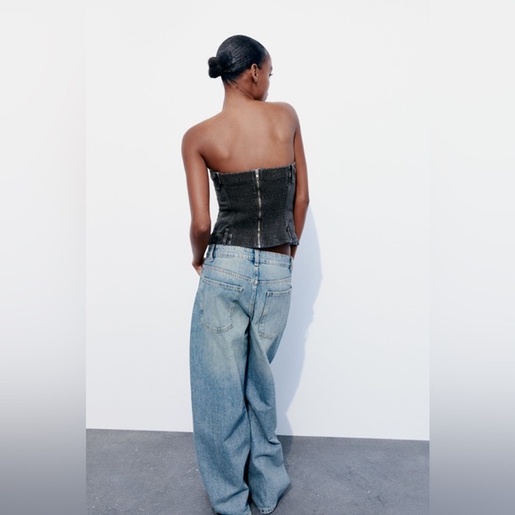 SALE! ZARA NWT CORSET STYLE DENIM TOP TRF - Picture 4 of 8